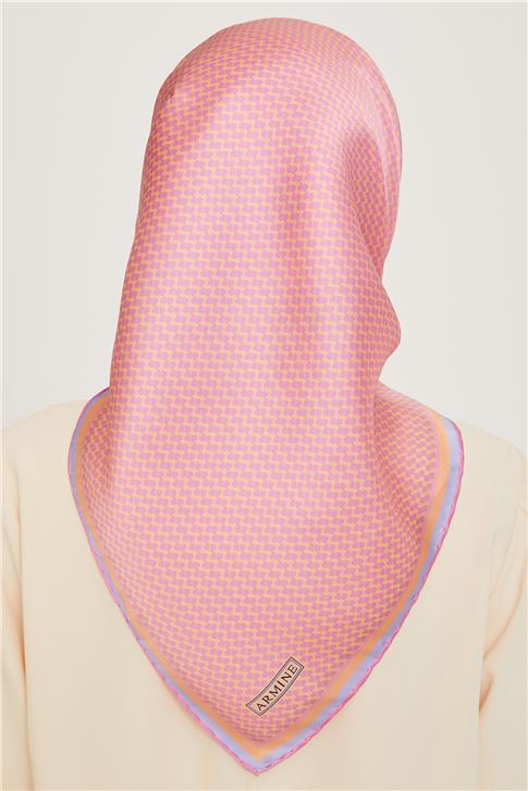 Armine Klasik Desenli Twill Saf İpek Eşarp 9243D 04 52