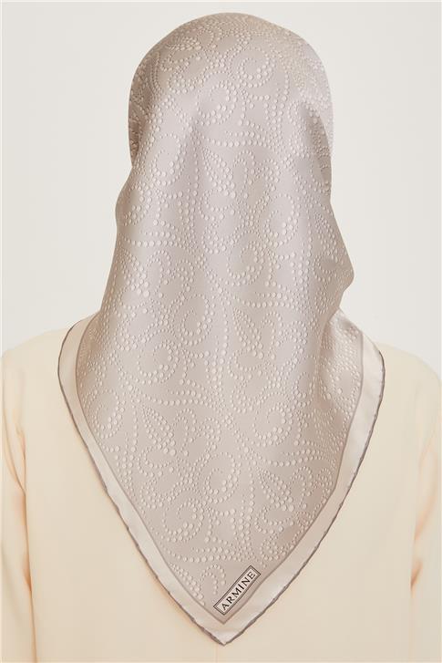 Armine Klasik Desenli Twill Saf İpek Eşarp 9246D 02