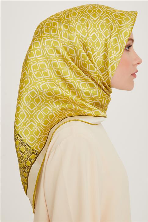 Armine Klasik Desenli Twill Saf İpek Eşarp 9248D 05 33