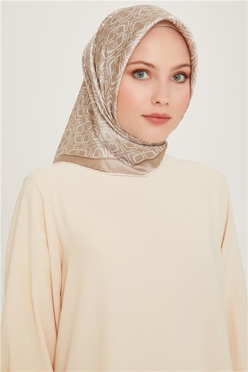 Armine Klasik Desenli Twill Saf İpek Eşarp 9248D 05 80