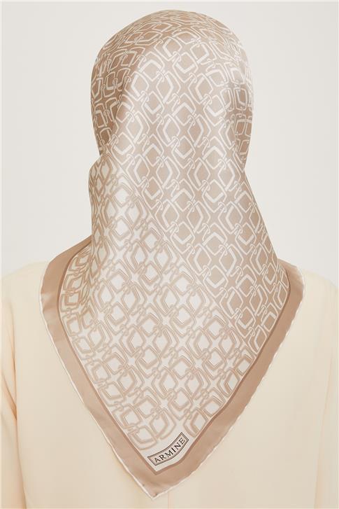Armine Klasik Desenli Twill Saf İpek Eşarp 9248D 05 80