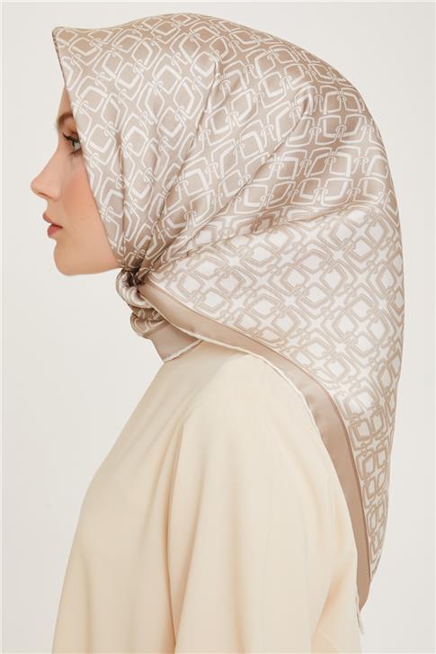 Armine Klasik Desenli Twill Saf İpek Eşarp 9248D 05 80