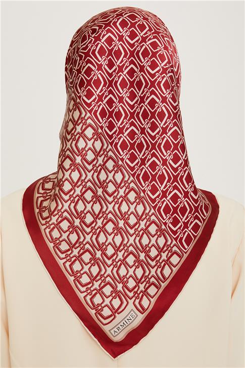 Armine Klasik Desenli Twill Saf İpek Eşarp 9248D 05 82