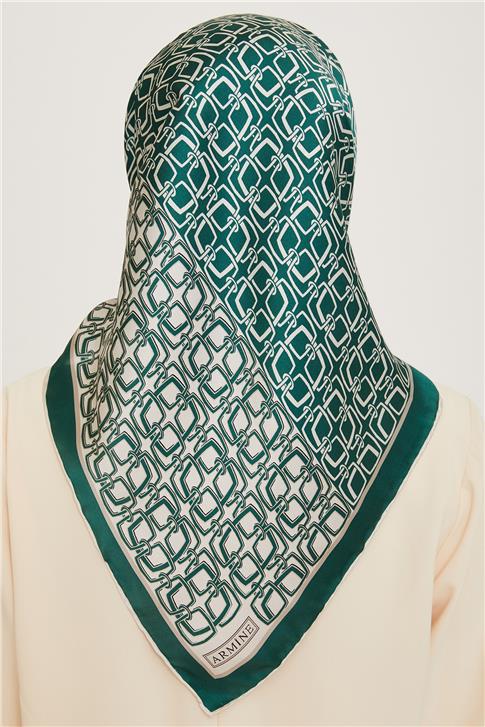 Armine Klasik Desenli Twill Saf İpek Eşarp 9248D 05 86