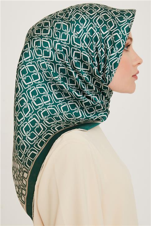 Armine Klasik Desenli Twill Saf İpek Eşarp 9248D 05 86