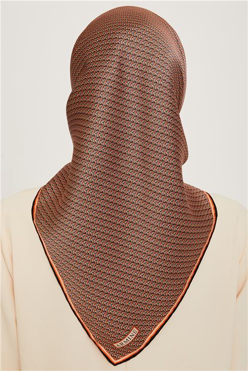 Armine Klasik Desenli Twill Saf İpek Eşarp 9250D 04