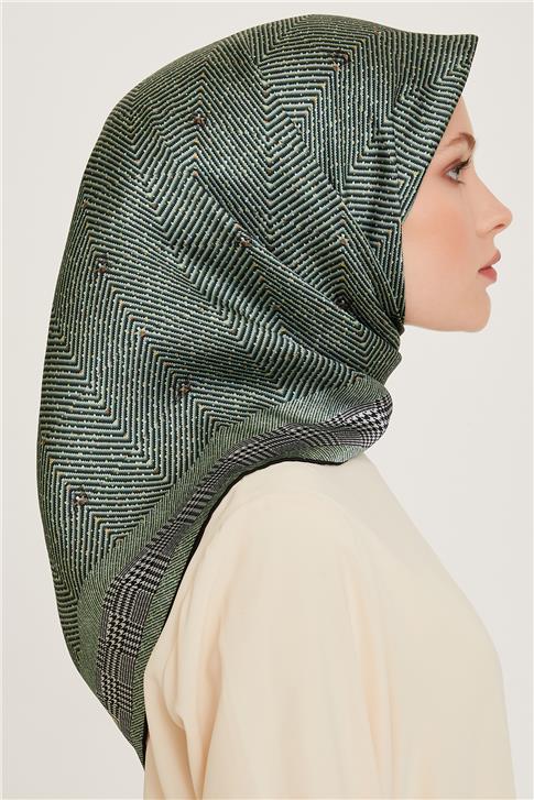 Armine Klasik Desenli Sura Saf İpek Eşarp 9252D 34