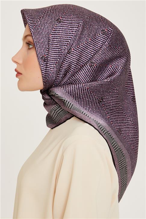 Armine Klasik Desenli Twill Saf İpek Eşarp 9252D 03 32