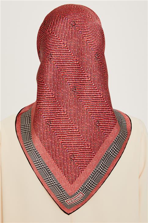 Armine Klasik Desenli Twill Saf İpek Eşarp 9252D 03 36