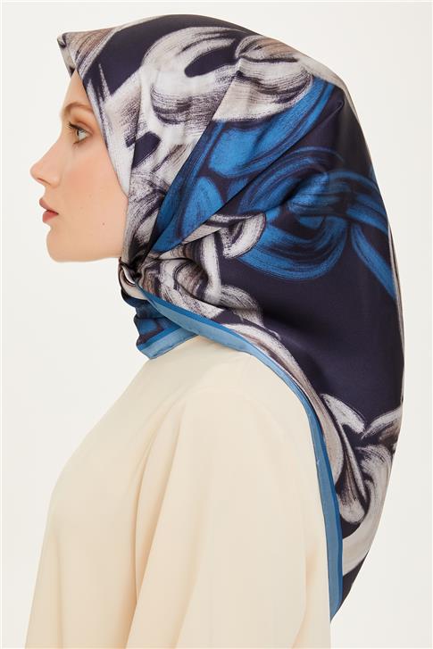 Armine Obje Desenli Twill Saf İpek Eşarp 9253D 52