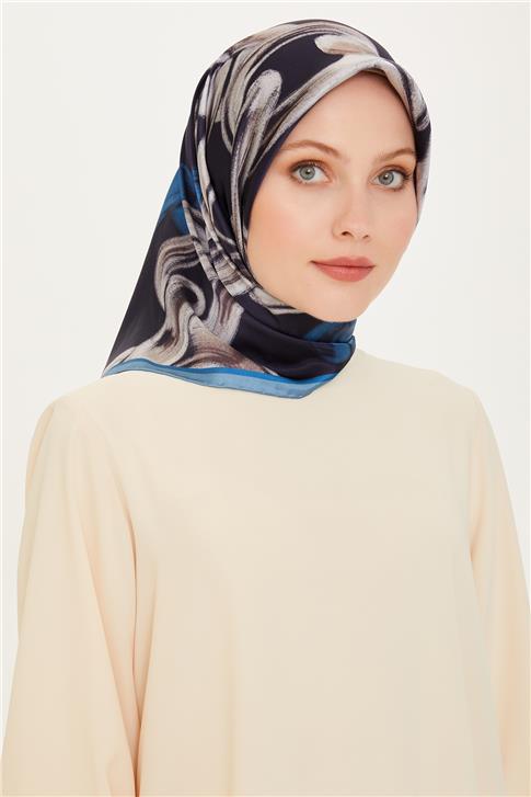 Armine Obje Desenli Twill Saf İpek Eşarp 9253D 52