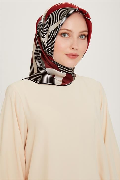 Armine Obje Desenli Twill Saf İpek Eşarp 9254D 01 09