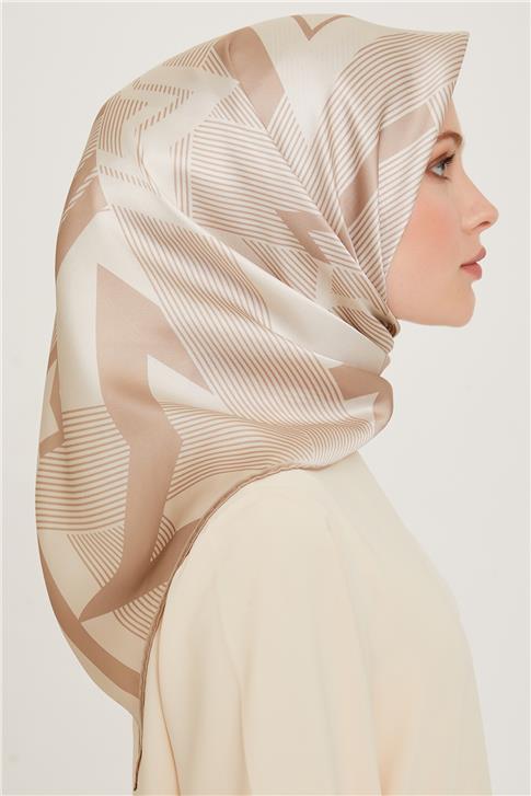 Armine Obje Desenli Twill Saf İpek Eşarp 9254D 01 10