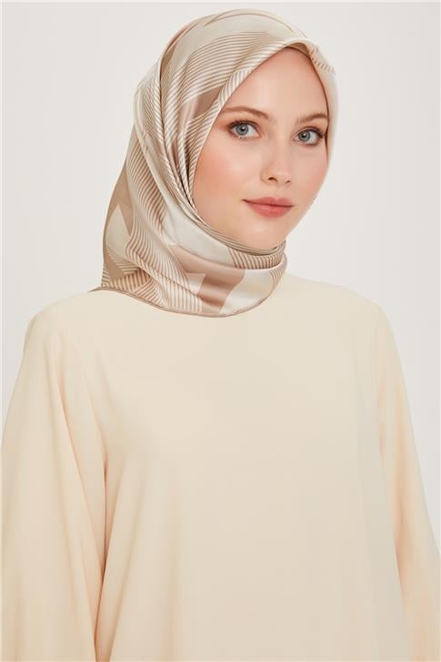Armine Obje Desenli Twill Saf İpek Eşarp 9254D 01 10