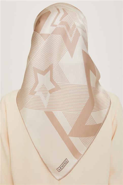 Armine Obje Desenli Twill Saf İpek Eşarp 9254D 01 10