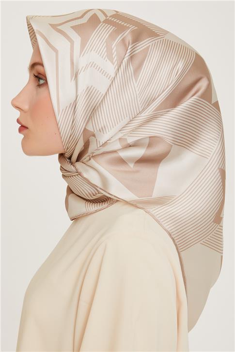 Armine Obje Desenli Twill Saf İpek Eşarp 9254D 01 10