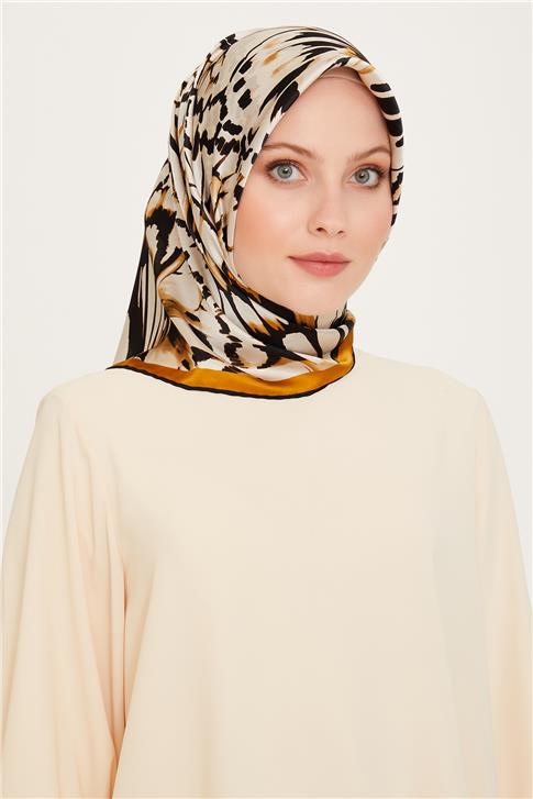 Armine Obje Desenli Twill Saf İpek Eşarp 9256D 31