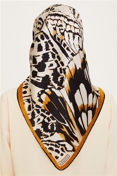 Armine Obje Desenli Twill Saf İpek Eşarp 9256D 31