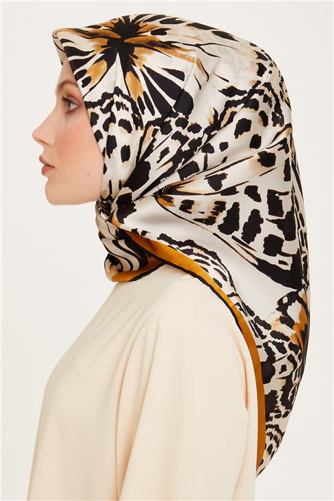 Armine Obje Desenli Twill Saf İpek Eşarp 9256D 31