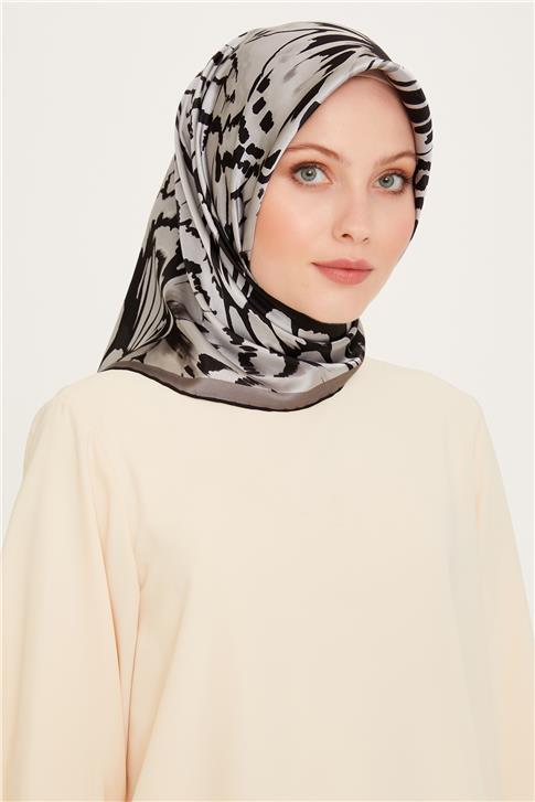 Armine Obje Desenli Twill Saf İpek Eşarp 9256D 39