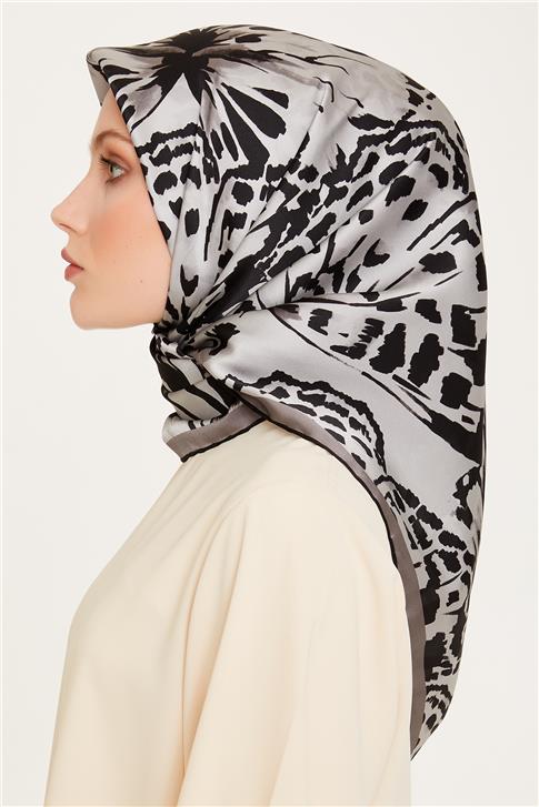 Armine Obje Desenli Twill Saf İpek Eşarp 9256D 39