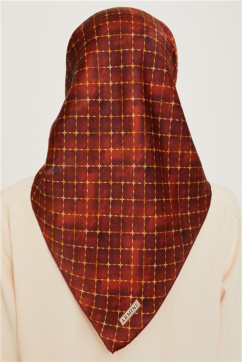 Armine Soyut Desenli Sura Saf İpek Eşarp 9259D 02