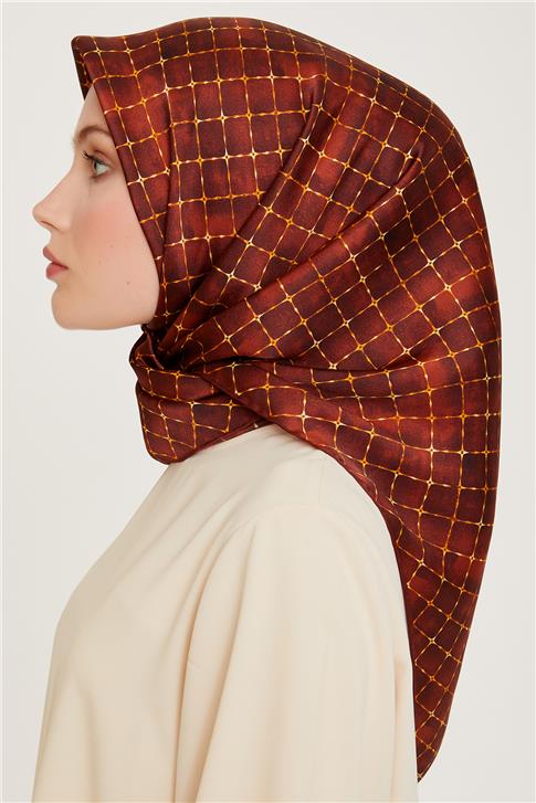 Armine Soyut Desenli Sura Saf İpek Eşarp 9259D 02