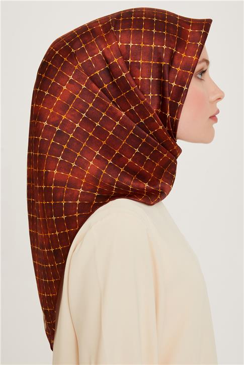 Armine Soyut Desenli Sura Saf İpek Eşarp 9259D 02