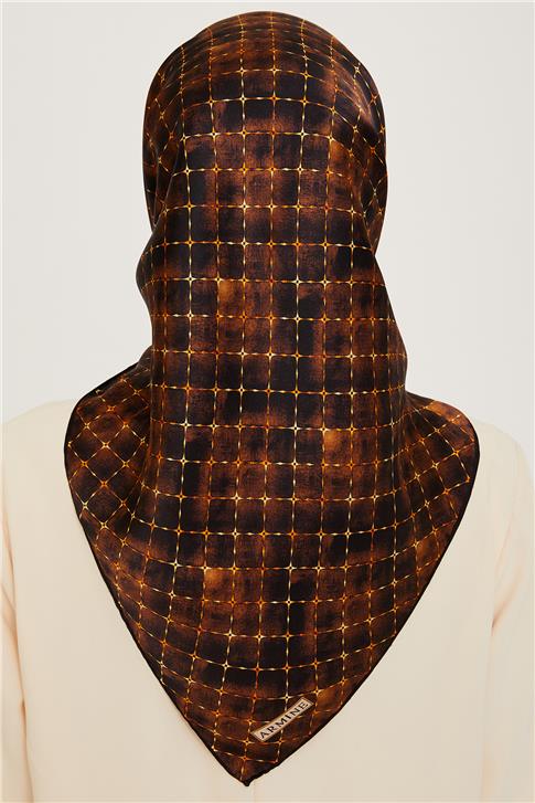 Armine Soyut Desenli Twill Saf İpek Eşarp 9259D 01 04