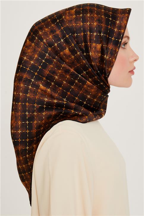 Armine Soyut Desenli Twill Saf İpek Eşarp 9259D 01 04