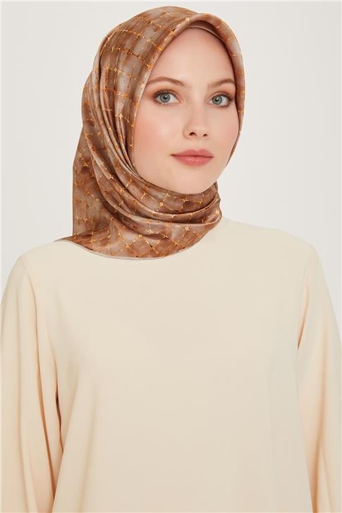 Armine Soyut Desenli Twill Saf İpek Eşarp 9259D 01 82