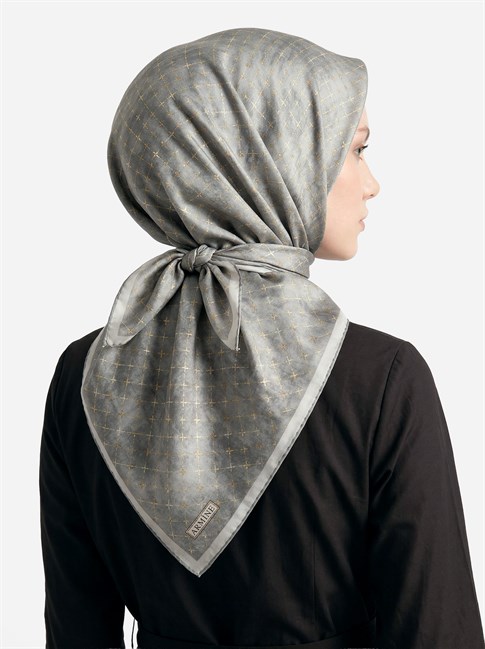 Armine Soyut Desenli Twill Saf İpek Eşarp 9259D 01 83