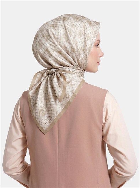 Armine Soyut Desenli Twill Saf İpek Eşarp 9259D 01 86