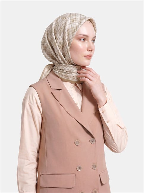 Armine Soyut Desenli Twill Saf İpek Eşarp 9259D 01 86
