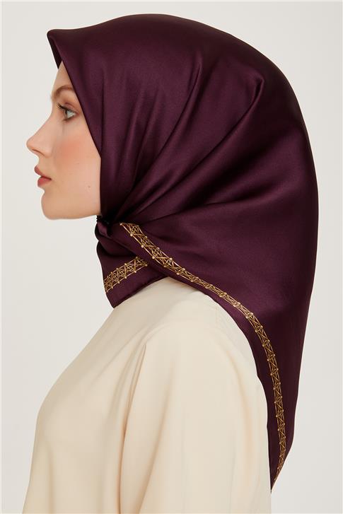 Armine Klasik Desenli Twill Saf İpek Eşarp 9260D 31