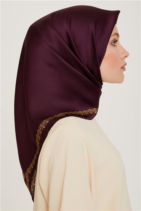 Armine Klasik Desenli Twill Saf İpek Eşarp 9260D 31