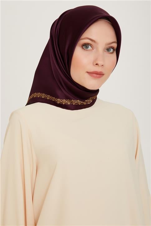 Armine Klasik Desenli Twill Saf İpek Eşarp 9260D 31