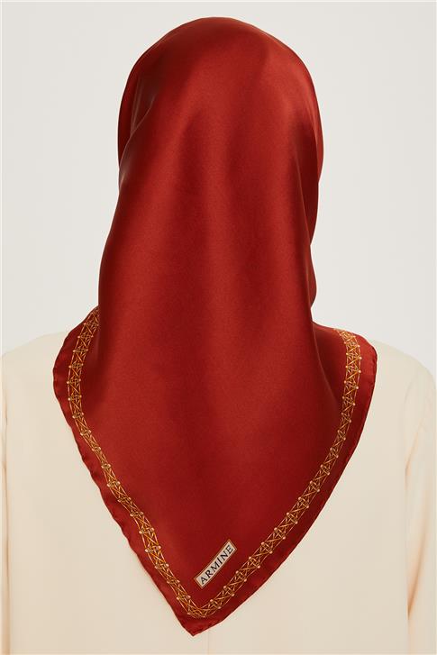 Armine Klasik Desenli Twill Saf İpek Eşarp 9260D 83