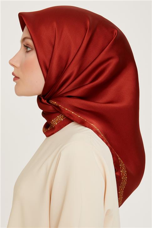 Armine Klasik Desenli Twill Saf İpek Eşarp 9260D 83