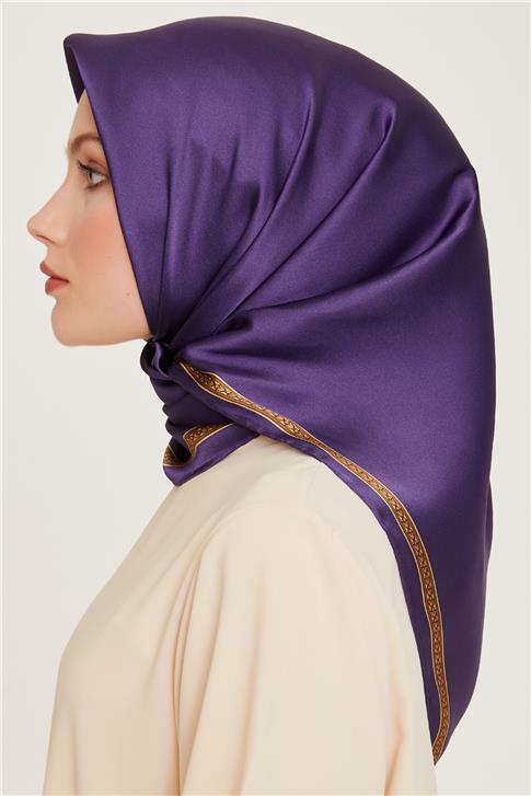 Armine Klasik Desenli Twill Saf İpek Eşarp 9261D 07 32