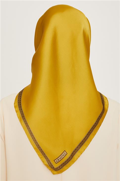 Armine Klasik Desenli Twill Saf İpek Eşarp 9261D 07 39