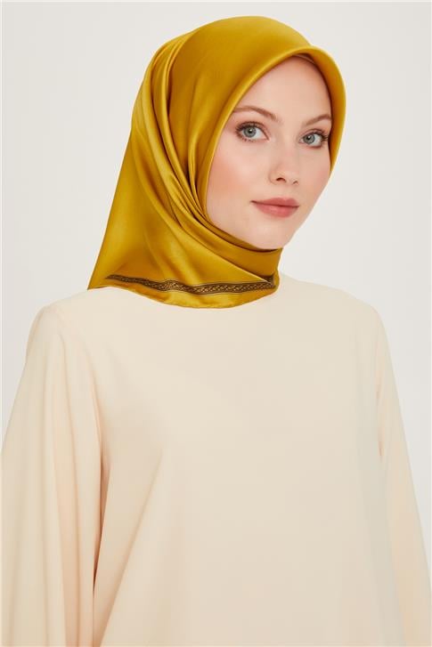 Armine Klasik Desenli Twill Saf İpek Eşarp 9261D 07 39