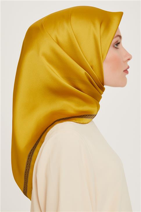 Armine Klasik Desenli Twill Saf İpek Eşarp 9261D 07 39