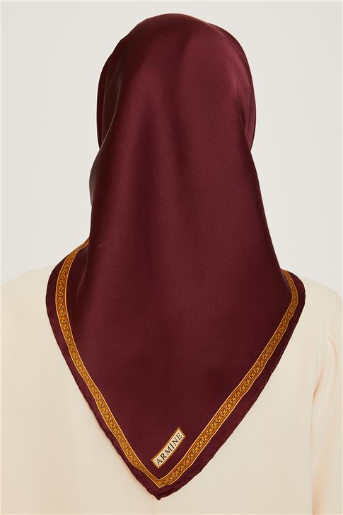 Armine Klasik Desenli Twill Saf İpek Eşarp 9261D 07 51