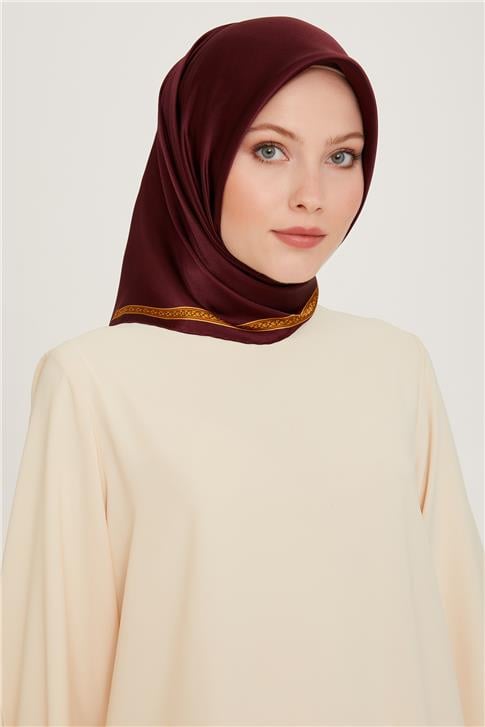 Armine Klasik Desenli Twill Saf İpek Eşarp 9261D 07 51