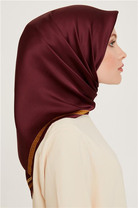 Armine Klasik Desenli Twill Saf İpek Eşarp 9261D 07 51