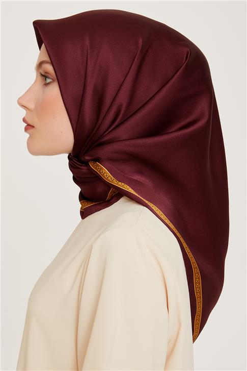 Armine Klasik Desenli Twill Saf İpek Eşarp 9261D 07 51
