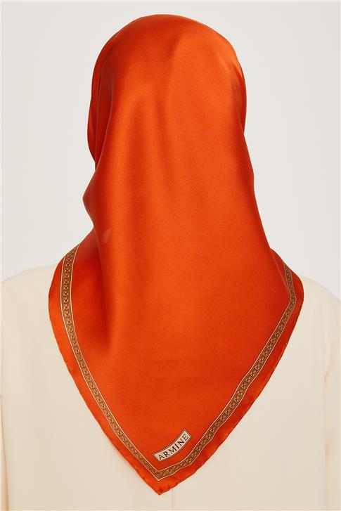 Armine Klasik Desenli Twill Saf İpek Eşarp 9261D 07 83