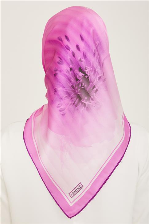 Armine Çiçek Desenli Twill İpek Eşarp 24Ya9100 87 04