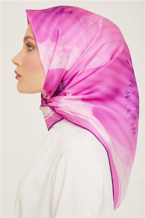 Armine Çiçek Desenli Twill İpek Eşarp 24Ya9100 87 04